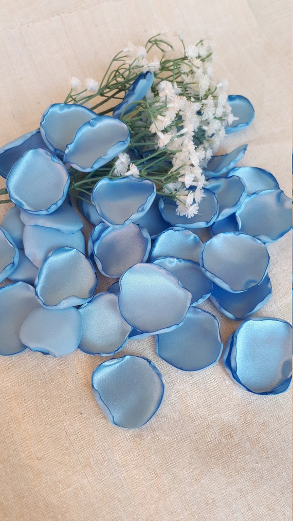 Sky Blue Satin Petals Romantic Wedding Decor Table Topper Handmade Rose Petals Basket Girl Party Decor Bridal Shower Home Deco Rustic Toss