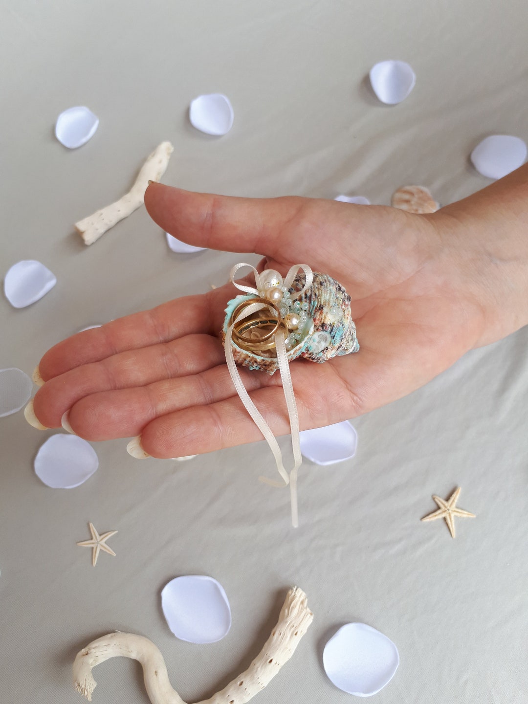 Shell Ring Holder Wedding Ring Holder Seashell Ring Bearer Etsy