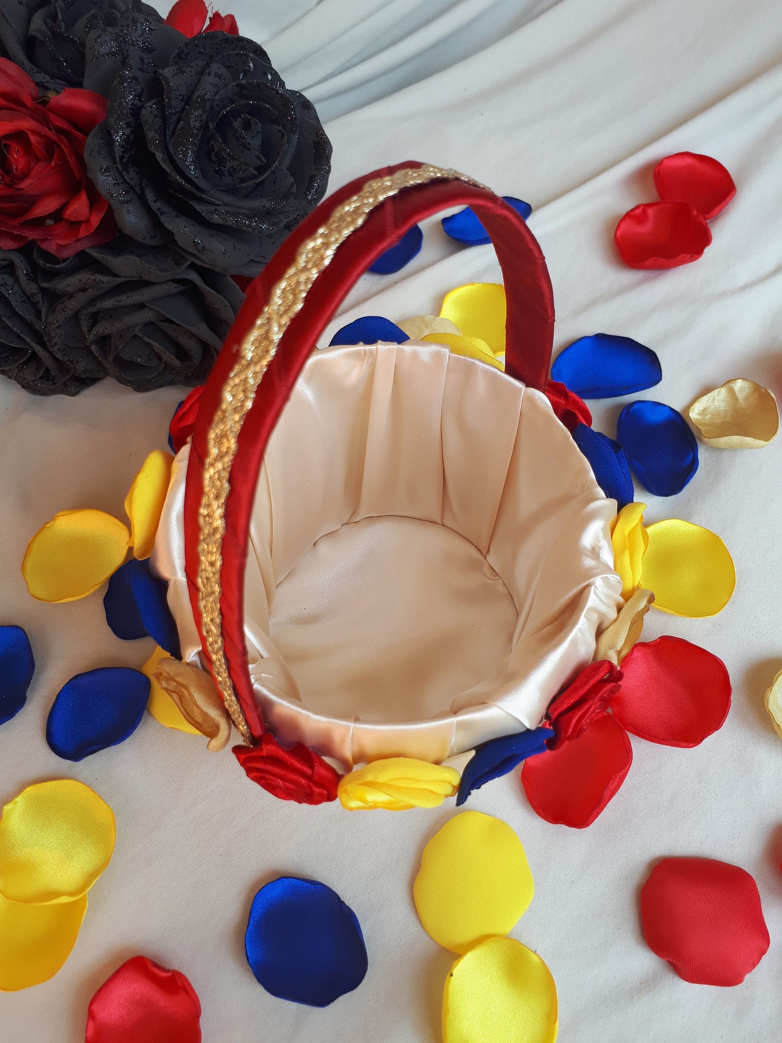 Beauty and the Beast Flower Girl Basket Ivory Wedding Basket Etsy