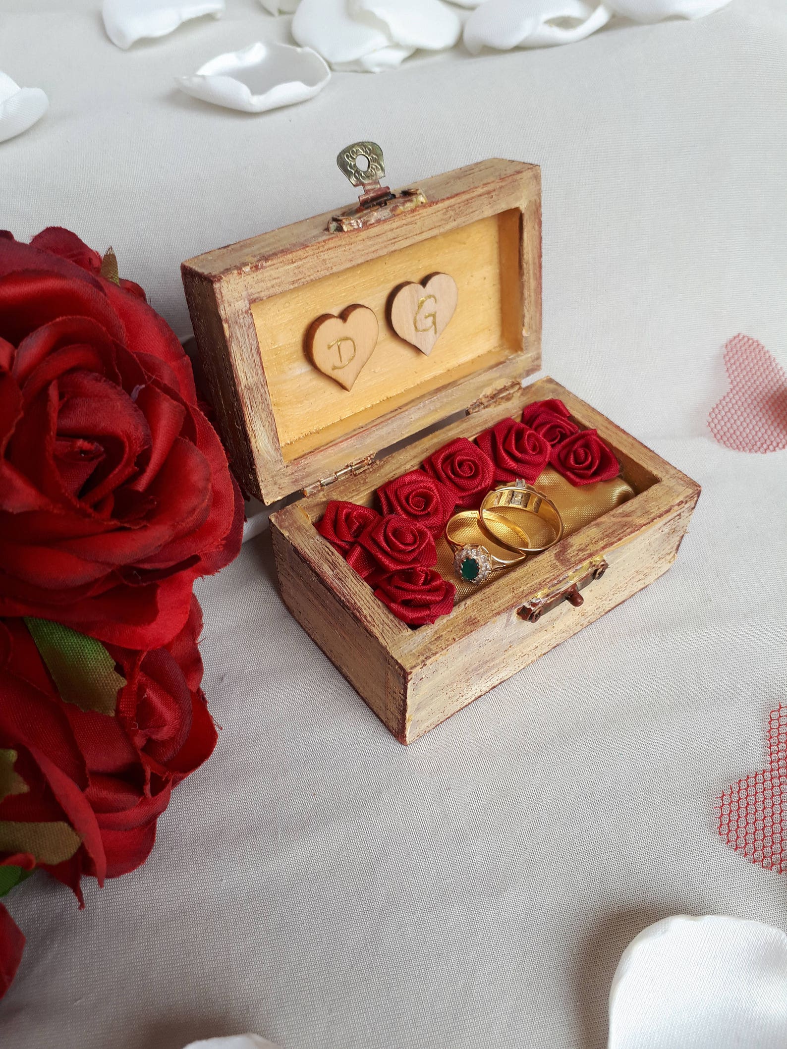 Beauty and the Beast Inspired Ring Bearer Box Red and Gold Etsy