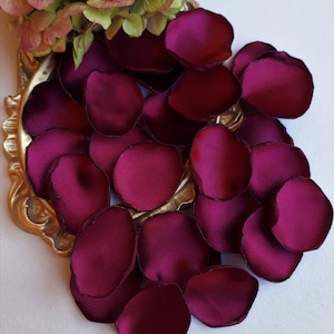 Burgundy Handmade Satin Rose Petals Flower Girl Petals BurgundyDecorations Elegant Table Decor Petals Toss Burgundy Wedding Aisle Runner