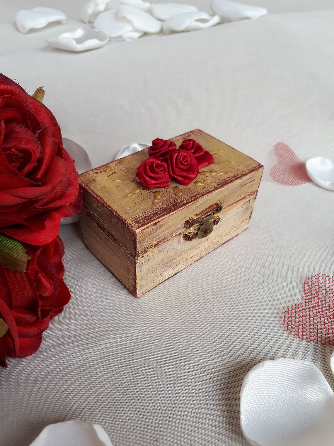 Beauty and the Beast Inspired Ring Bearer Box Red and Gold Etsy