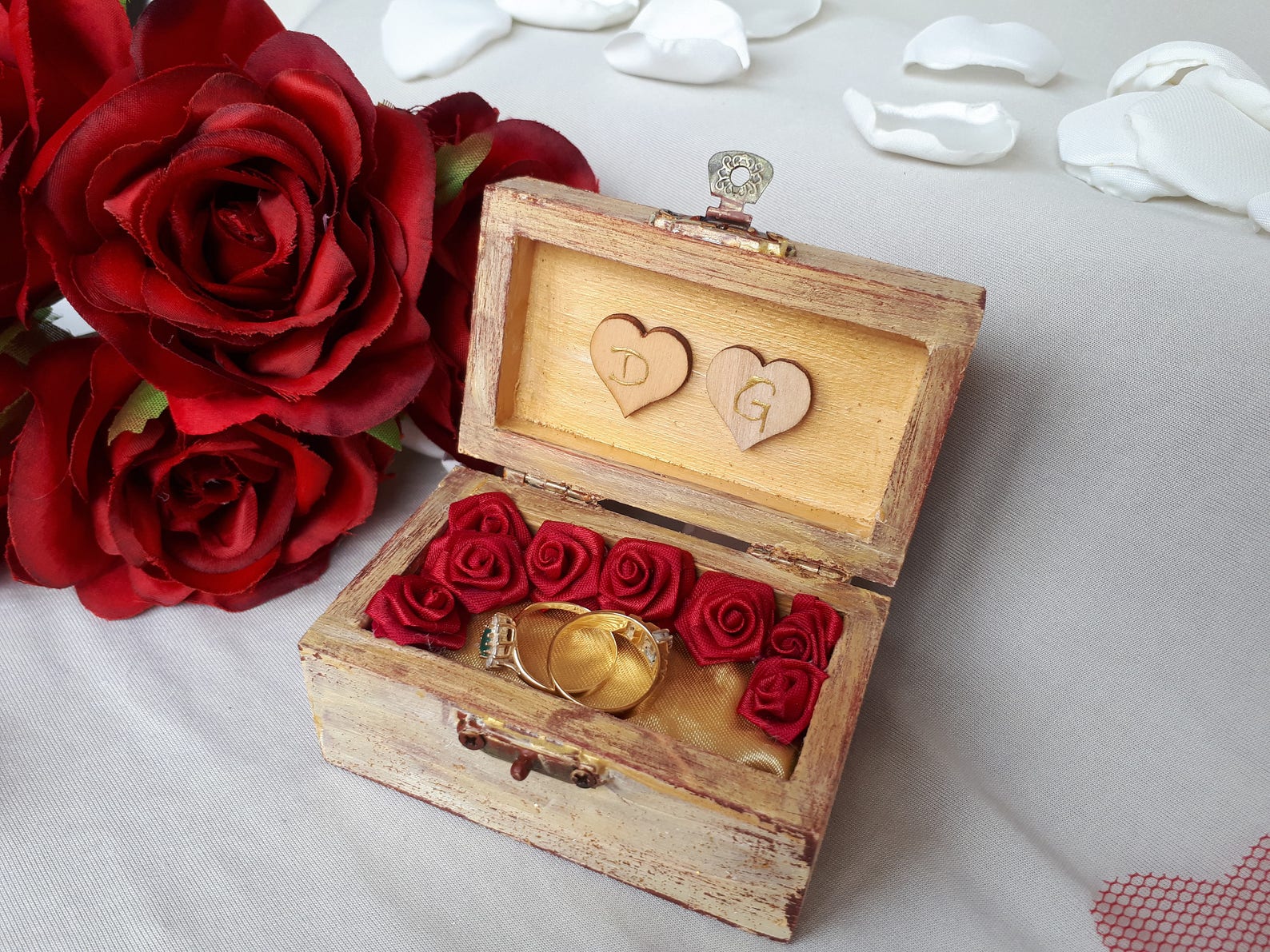 Beauty and the Beast Inspired Ring Bearer Box Red and Gold Etsy