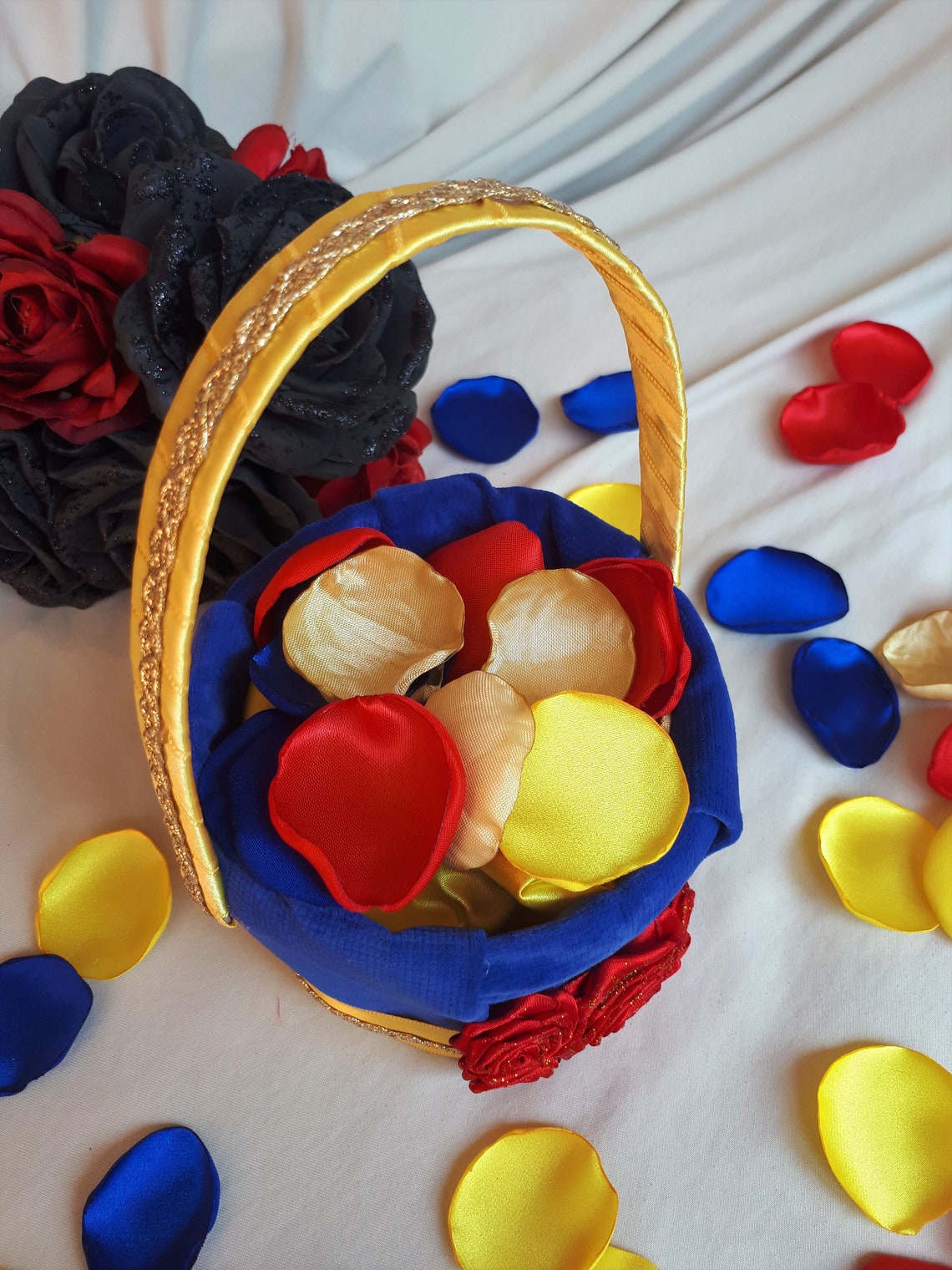 Beauty and the Beast Flower Girl Basket Royal Blue Wedding Etsy