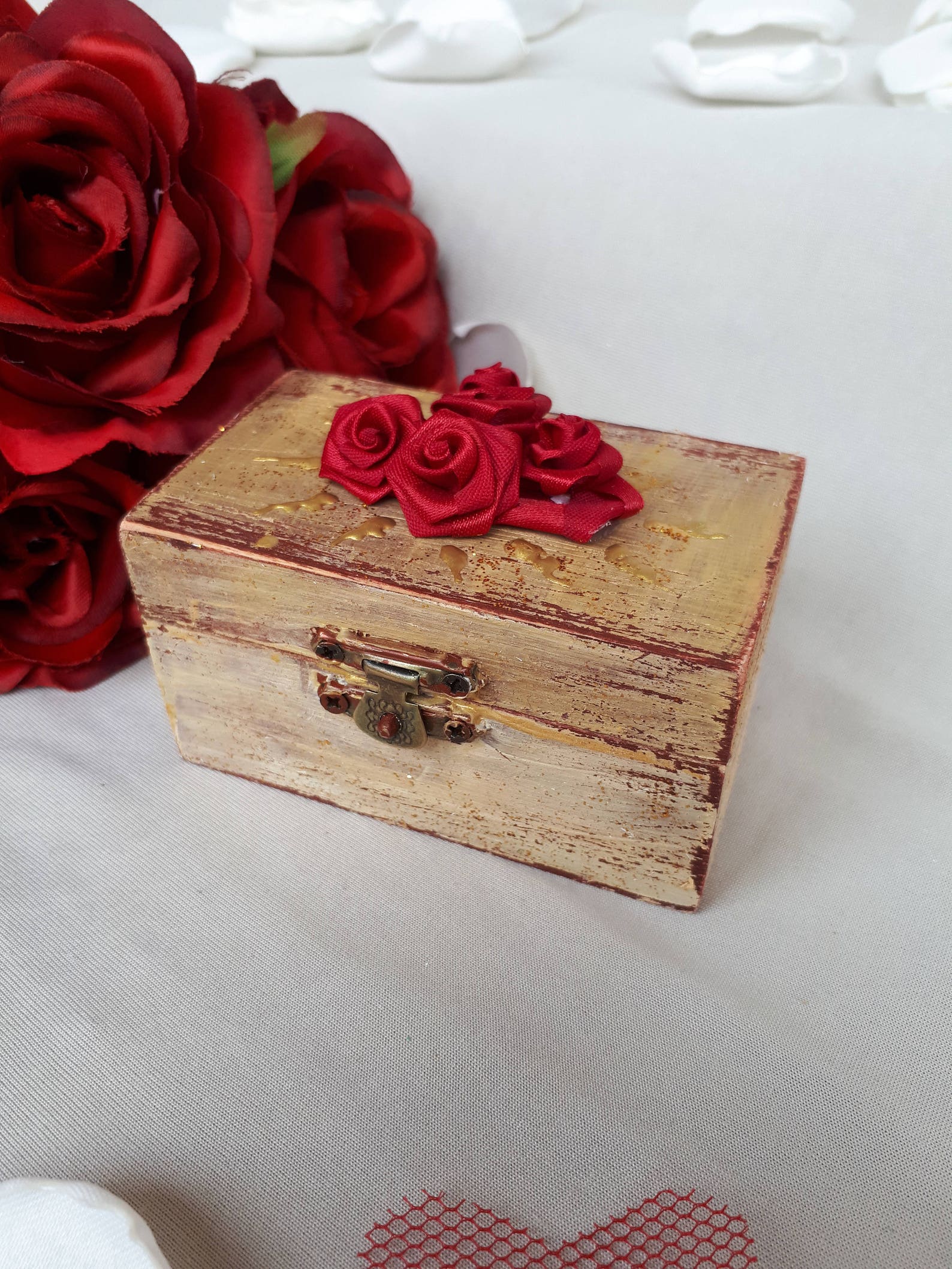 Beauty and the Beast Inspired Ring Bearer Box Red and Gold Etsy