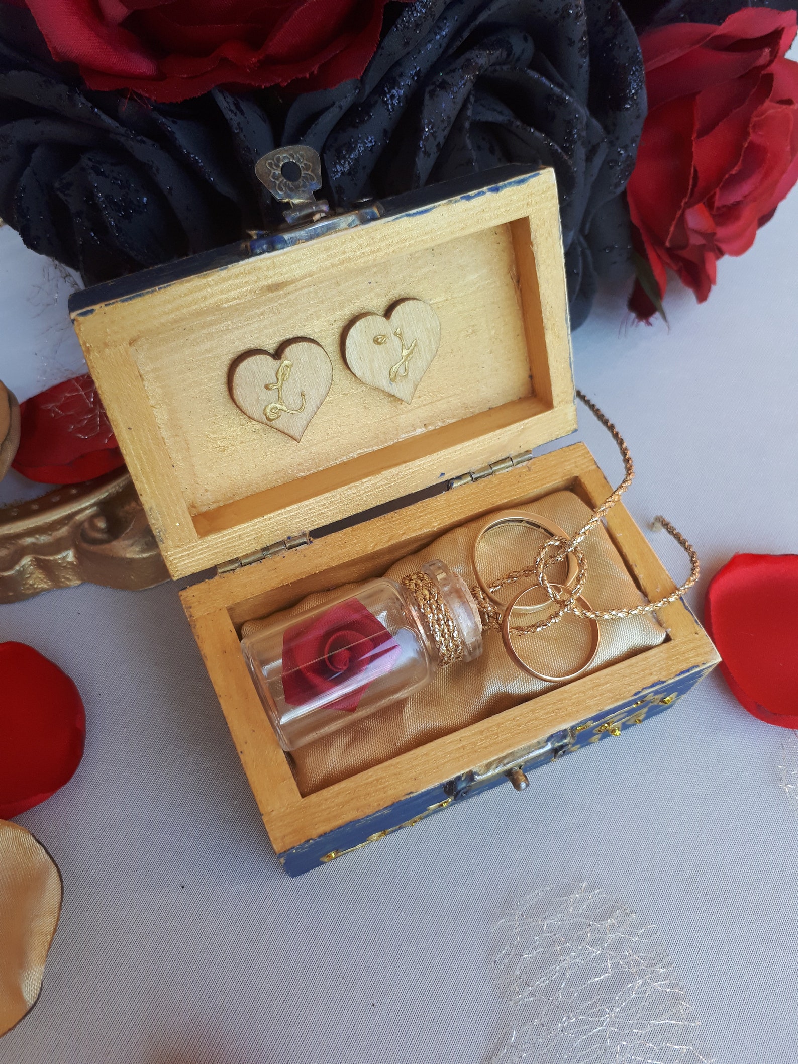 Beauty and the Beast Inspired Ring Bearer Box Blue and Gold Etsy