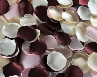 Pétalos de rosa granate, pétalos de champán, pétalos de rubor, pétalos de marfil, decoración de boda, pétalos de niña de las flores, decoración de mesa de boda, decoración de despedida de soltera