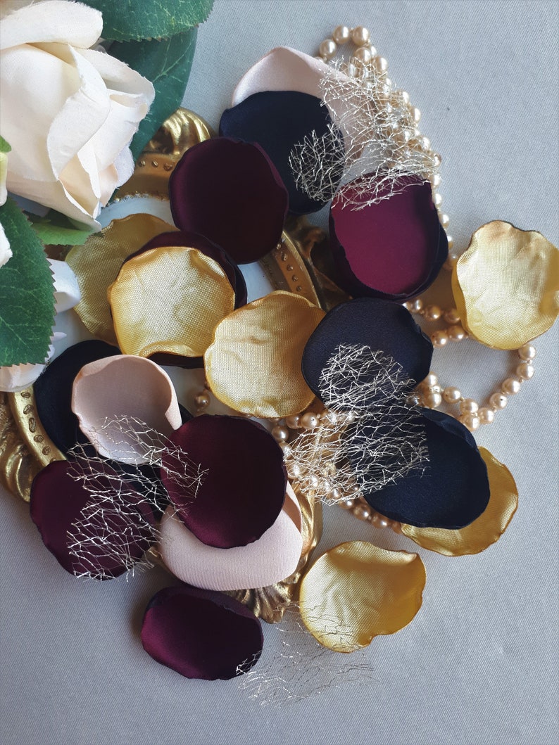 Gothic Wedding Purple Gold Black Ivory Handmade Satin Rose Etsy