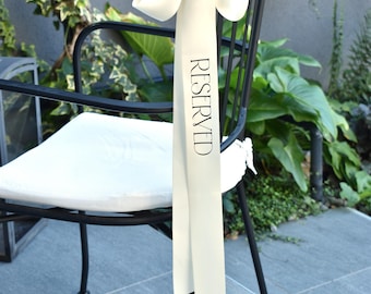 Personalisierte Hochzeitsstuhl Sitzband, Vinyl Text, Satinband Sitzplatz Tags, reservierte Sitzplatz Tags Hochzeitsstuhl Dekor Name Place Tags