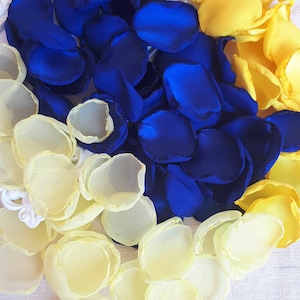 Royal Blue & Yellow Satin Rose Petals Sunflower Wedding Yellow and Blue Bridal Shower Daffodil Spring Party Decor Aisle Runner Decor