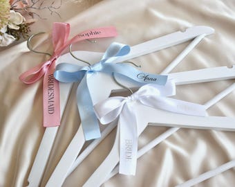 Wedding Personalized Hanger Ribbon|Personalized Wedding Hanger Bows|Dress Name Tags|Custom Hanger Tags|Personalized Bridal Hanger