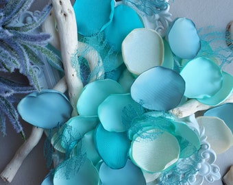 Under The Sea Handmade Satin Petals Sage Petals Seafoam Petals Summer Party Decor Turquise Bridal Shower Aqua Baby Shower Wedding Toss