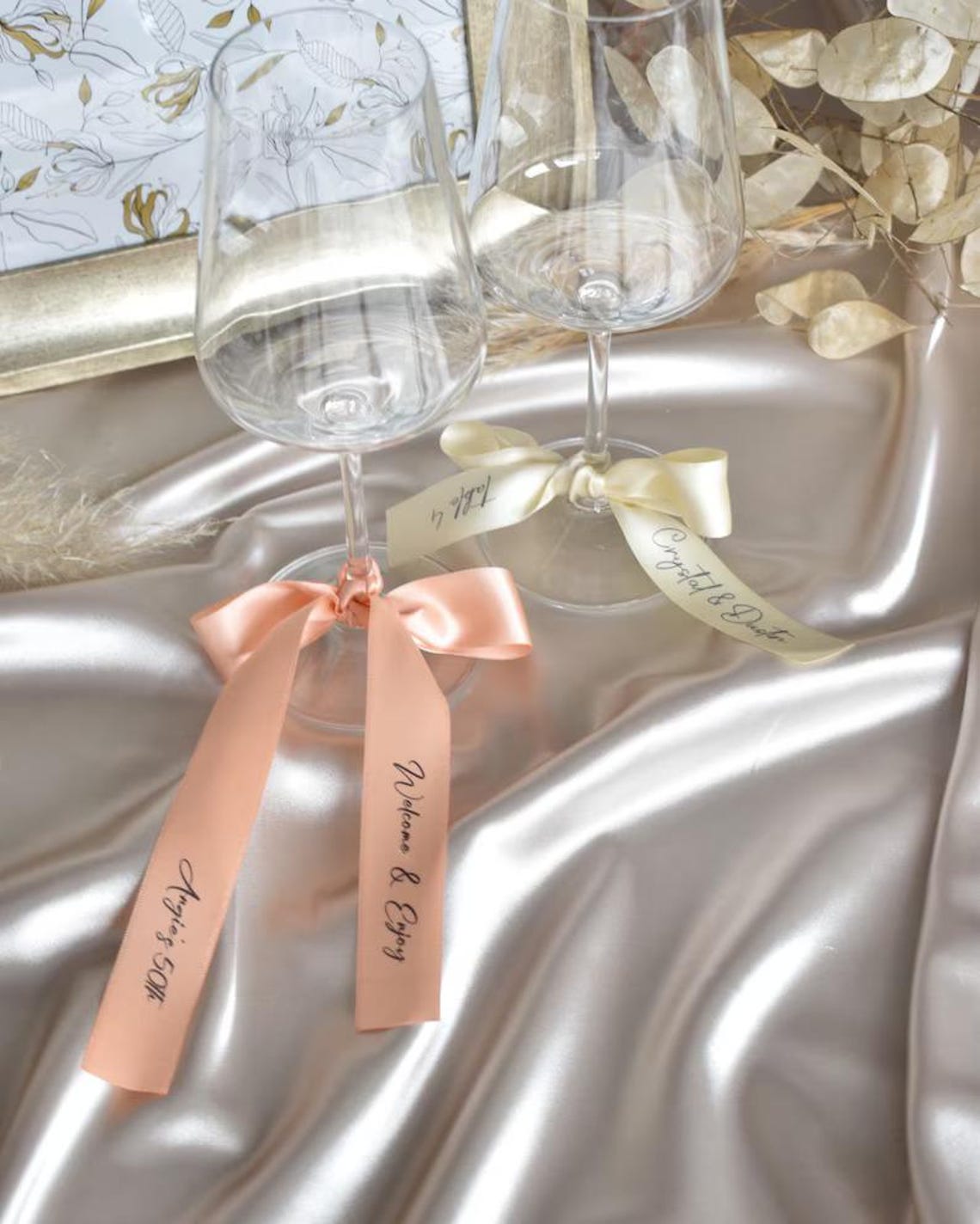 Personalized Wine Glass Ribbon | Custom Champagne Glass Ribbon ...