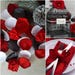 Gray, White & Red Romance, Red, Gray and White Handmade Satin Petals  and Red Roses Flowers,  Winter Wedding Decor, Red and White Wedding 