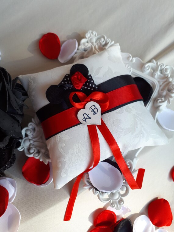 Cartoon Red Black White Ring Bearer Pillow Fairytale Wedding Etsy