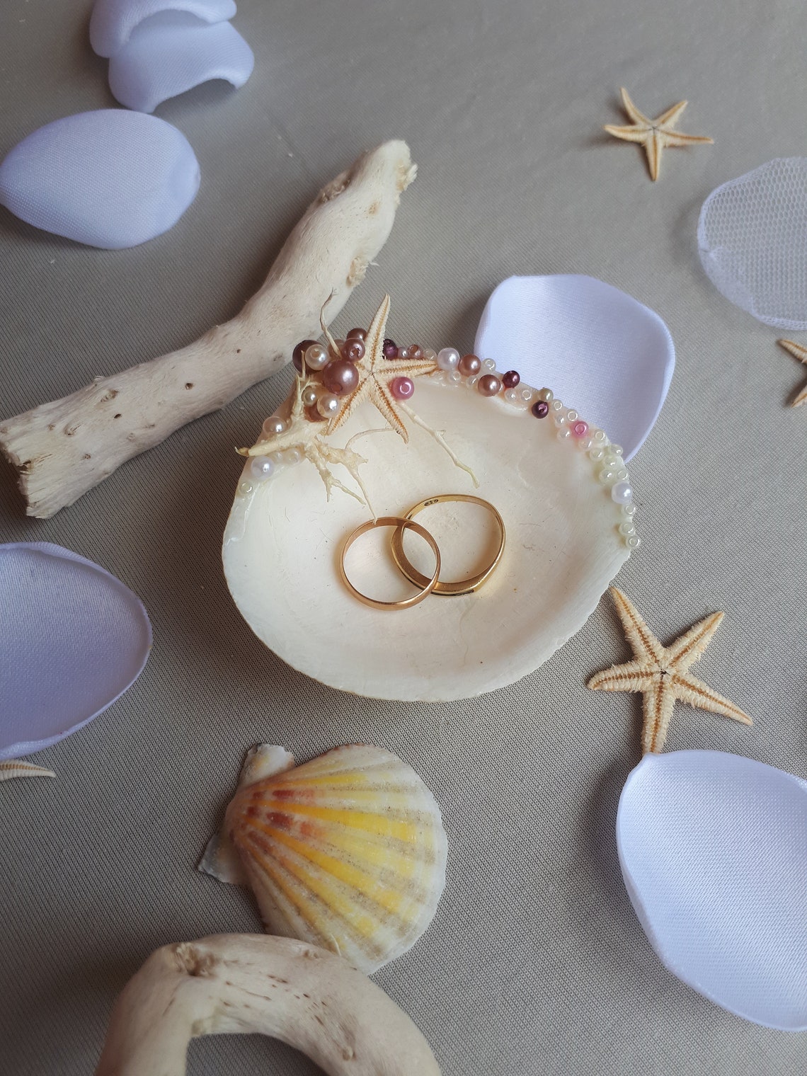 Shell Ring Holder Wedding Ring Holder Seashell Bearer Etsy