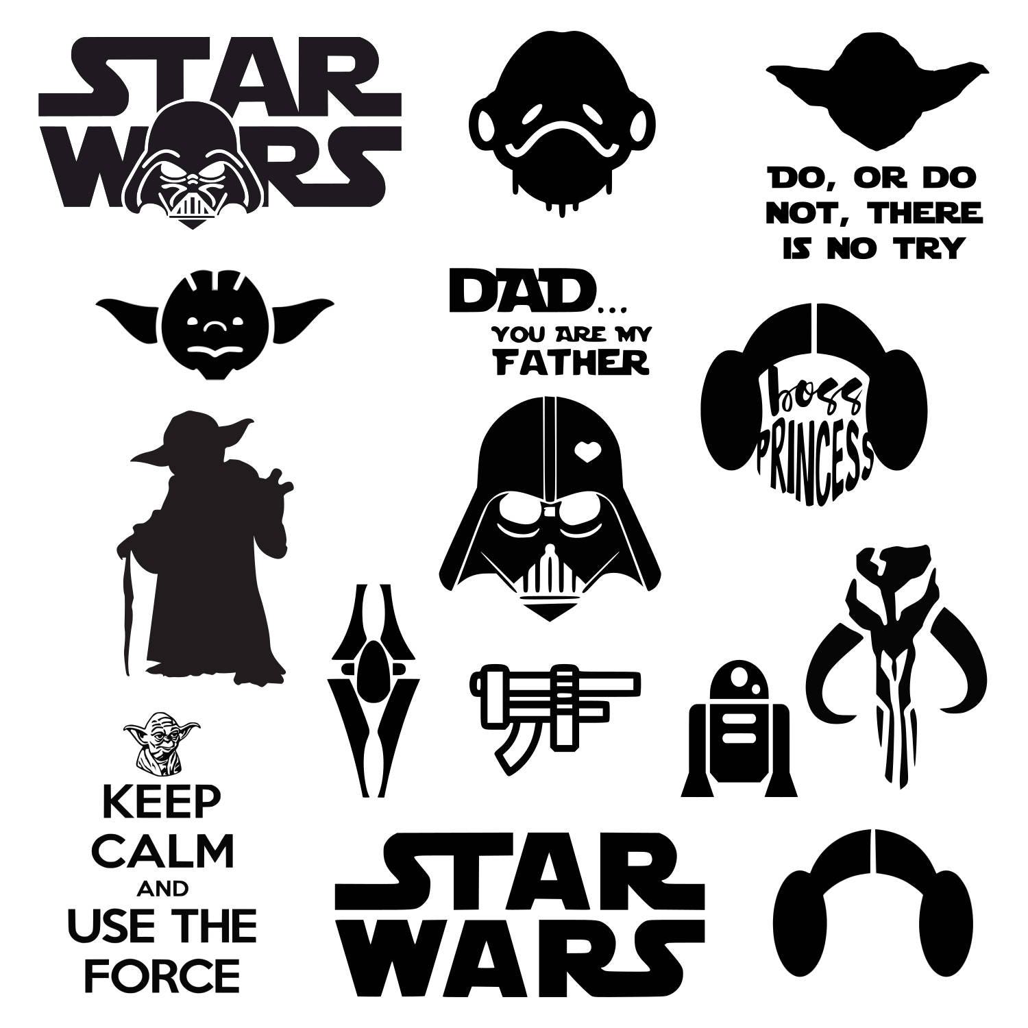 Star Wars svg Darth Vader svg Master Yoda svg Princess Leia 