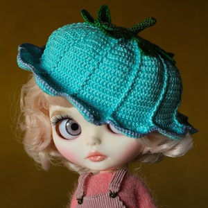 Blue Crochet Blythe Doll Hat: Cotton Blythe Outfit Accessory