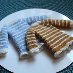Knitted Blythe Doll Dress: Blue & Mustard Outfit