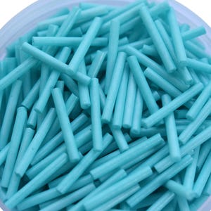 25 Grams Turquoise Bugle Beads  - 15mm Long, glass, opaque