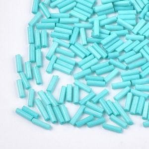 26 Grams Pale Turquoise Bugle Beads 6-7mm, light turquoise bugle beads, pale turquoise tube beads, light turquoise tube beads 26 grams