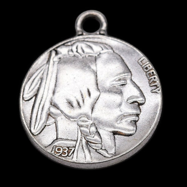 3 Buffalo head nickel pendants, Indian head nickel pendant, pendant with buffalo, pendant with Indian head, coin with buffalo,40x33x3mm