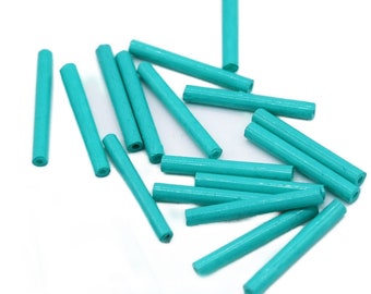 26 grams long turquoise bugle beads, 15mm turquoise bugle beads, long turquoise bugle beads, long turquoise glass bugle beads.