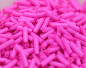 26 grams Camellia bugle beads, 6mm Camellia bugle beads, dark pink bugle beads, 26 grams tube beads, camellia tube bead, dark pink tube bead