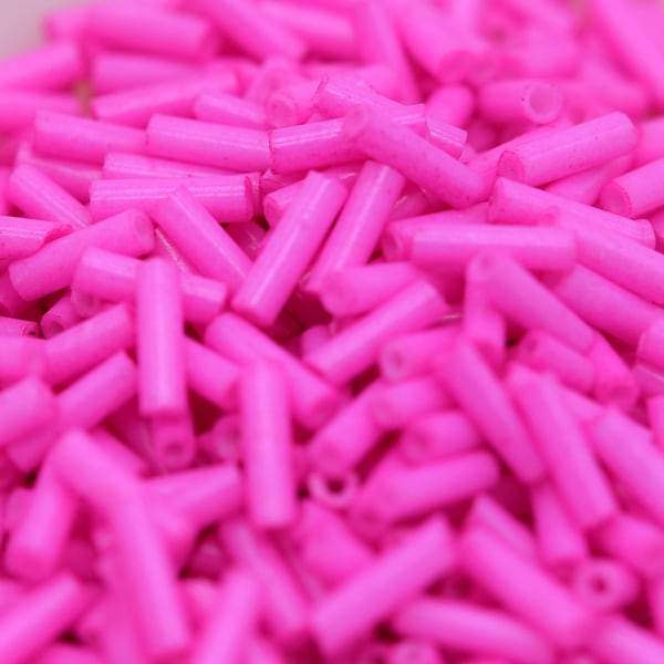 26 grams Camellia bugle beads, 6mm Camellia bugle beads, dark pink bugle beads, 26 grams tube beads, camellia tube bead, dark pink tube bead