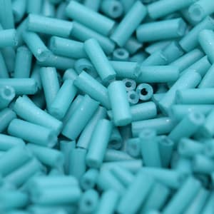 26 gram bag Turquoise bugle beads, Turquoise bugle beads 6mm, turquoise bugle beads glass, turquoise bugle beads opaque, glass bugle beads