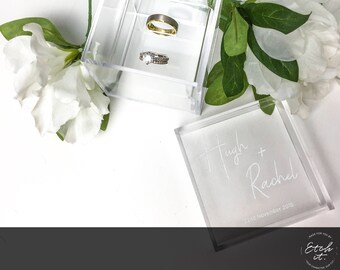Custom Wedding Ring Box, Acrylic Ring Box, Wedding Gift, Ring Bearer Box, Engraved Acrylic Box, Custom Names Ring Box, Personalised Ring Box