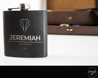 Groomsman Gift, Personalised Flasks, Groomsmen Hip Flask, Engraved Flask, Engraved Flask, Custom Engraving, Black Hip Flask, Gift for Men