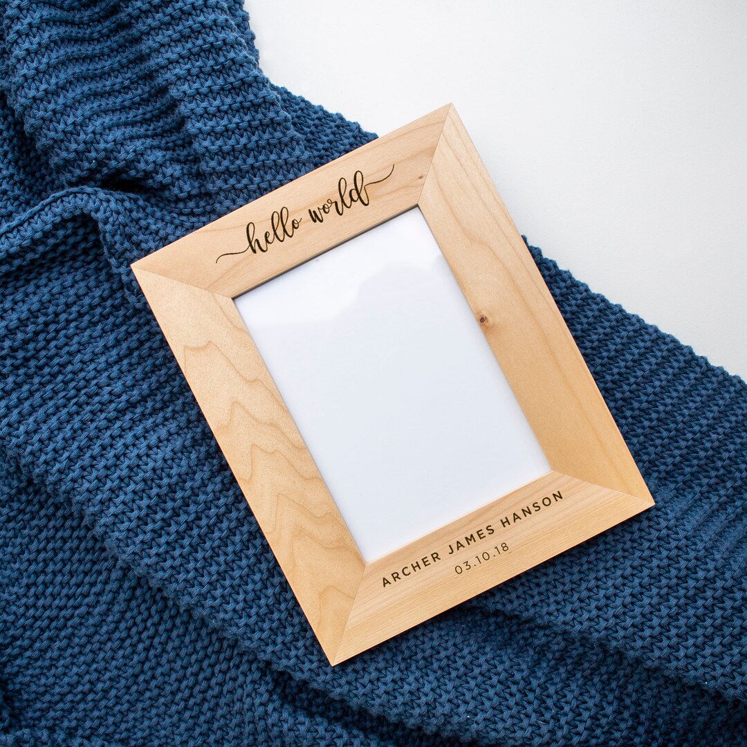 Personalised Baby Photo Frame, Medium, 5x7, Custom, Laser Engraved