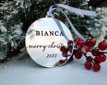 Christmas Ornaments , Personalised ornaments, Gold, Silver, Red, Acrylic, Bauble, Decoration, Xmas,