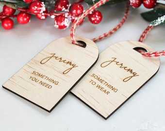 Christmas Gift Tag, Gifting, Xmas, Wood, Present, Kids, Custom Tag, Wooden, Children Xmas, Gift Tag Set, Wear, Read, Want, Need Tag, wooden