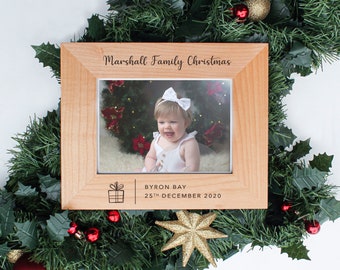 Personalised Christmas Photo Frame, Custom, Laser Engraved, Keepsake Gift, 6x4, 5x7, 8x10, Wooden Frame, Christmas Gift, Xmas, Present,