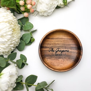 Wooden Ring Dish, Custom Wedding Ring Dish, Wedding Gift, Engraved Ring Dish, Custom Names Ring Dish, Personalised Wooden