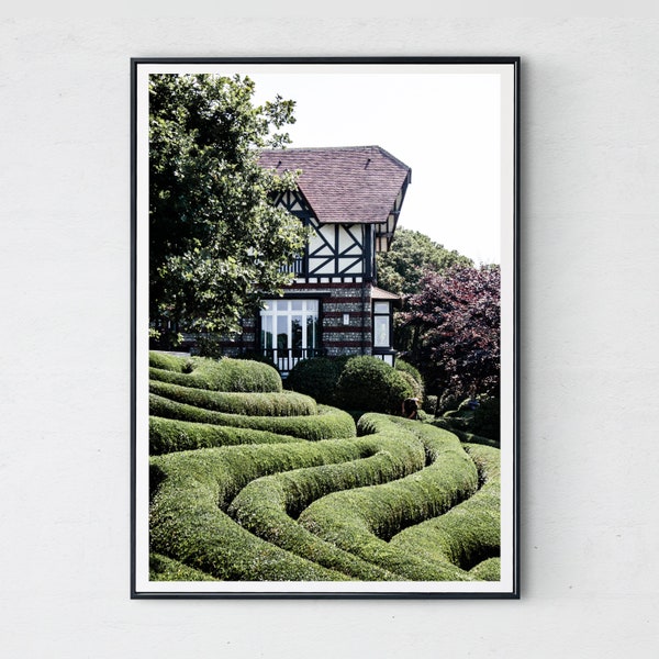 Downloadable Etretat Garden Photo for Printing, Normandie Photography, Half-timbered House Travel Wall Art, Poster Gift, Digital Prints