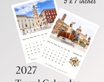 Calendário de mesa 2027 - Viagens pela Europa (5x7): Cidades europeias, citações inspiradoras