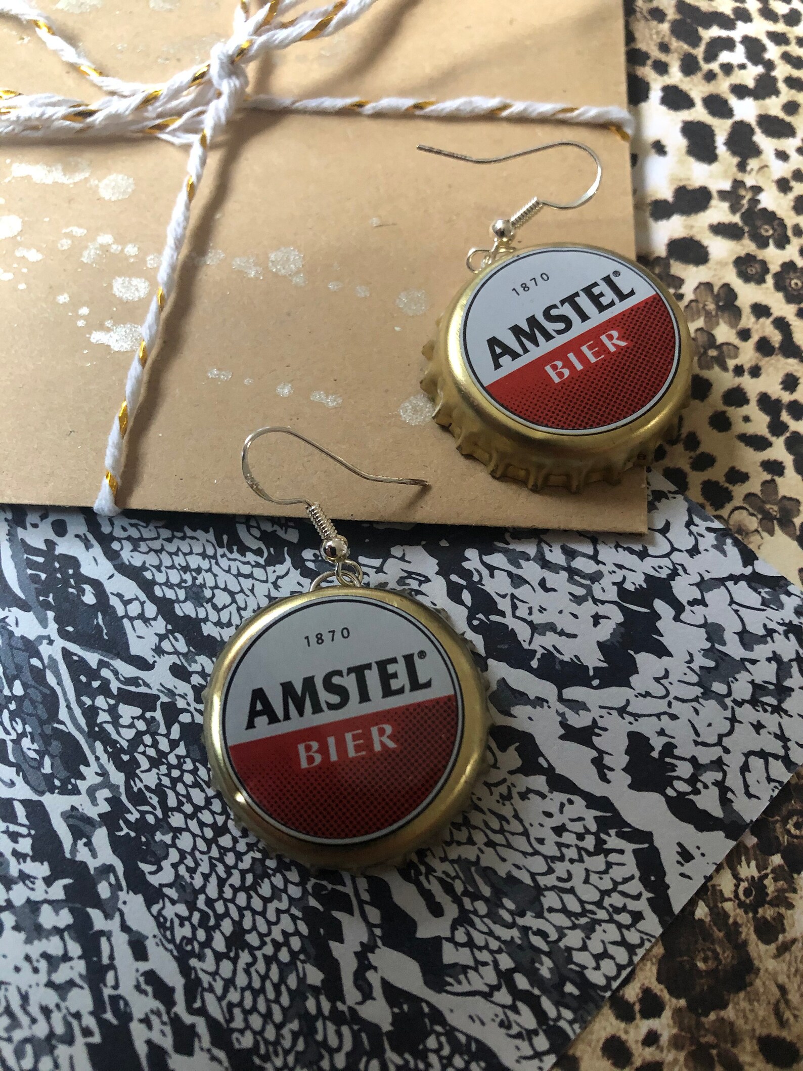 Bottle Cap Earrings Beer Earrings Recycled Cool Earrings Etsy