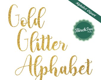 Gold Glitter alphabet clipart, gold sparkle letters, gold glitter font, gold calligraphy letters, instant download, transparent background
