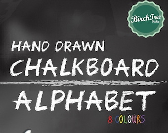 Chalkboard Clipart Alphabet - Chalkboard Letters - Chalk Alphabet - Chalkboard Font - Hand Drawn Chalk Letters - Instant Download