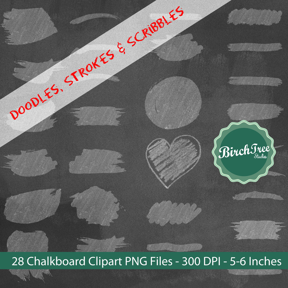Chalkboard Clipart Doodles Brush Strokes Clipart Paint Etsy UK