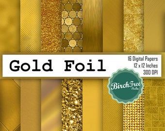 Gold Glitter and Foil Digital Paper - Gold Textures - Gold Backgrounds - Gold Glitter Backgrounds - Gold Patterns - Instant Download