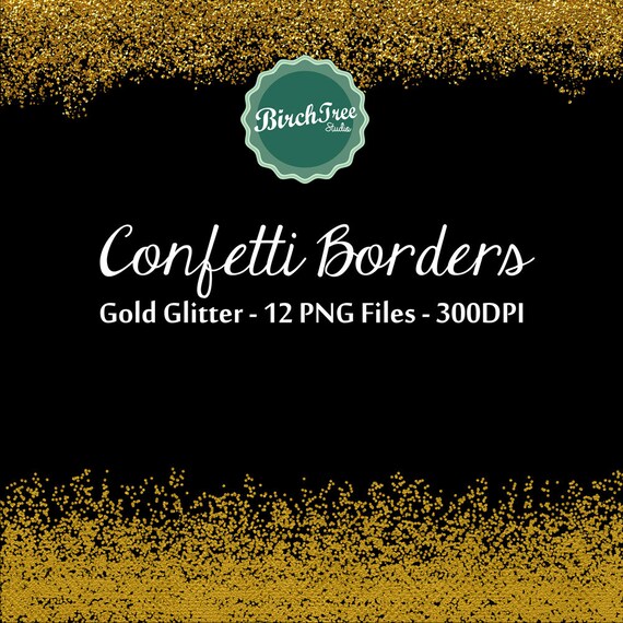 Gold glitter confetti paper, confetti border, gold glitter paper