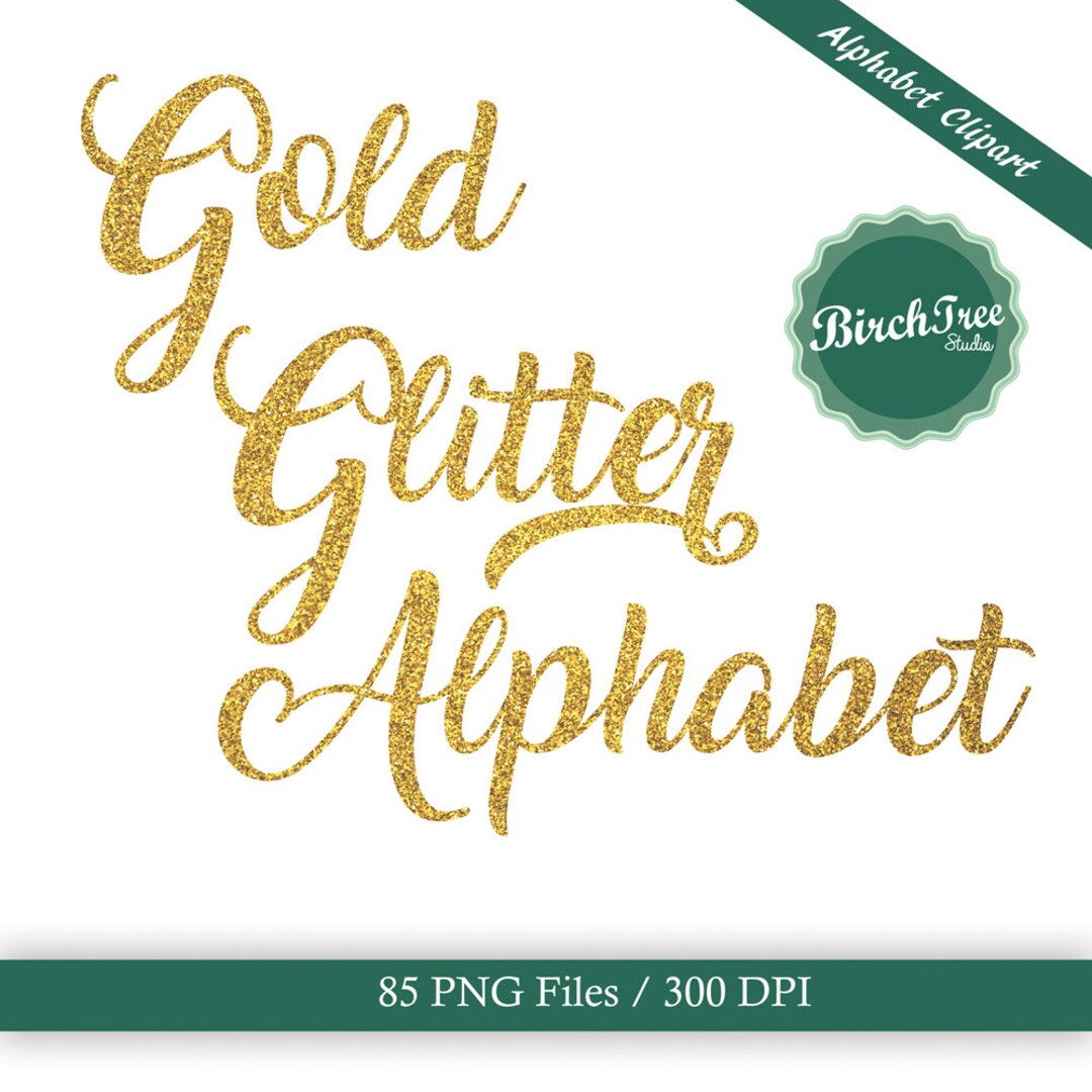 Gold Glitter Alphabet Clipart Gold Sparkle Letters Gold - Etsy