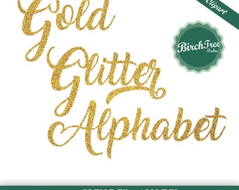 Gold Glitter alphabet clipart, gold sparkle letters, gold glitter font, gold calligraphy letters, instant download, transparent background