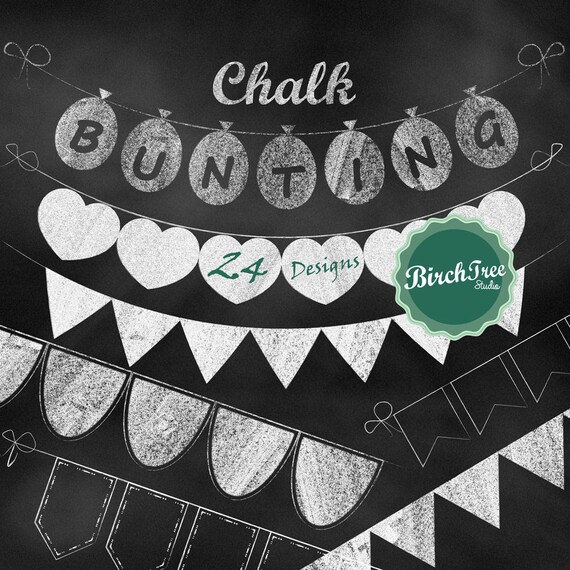 Chalkboard Clipart Bunting Chalkboard Banners Clipart Etsy
