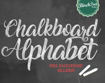 Chalkboard Clipart Alphabet - Chalkboard Letters - Chalk Alphabet - Chalkboard Font - Hand Drawn Chalk Letters - Instant Download