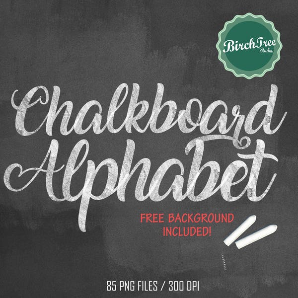 Chalkboard Clipart Alphabet - Chalkboard Letters - Chalk Alphabet - Chalkboard Font - Hand Drawn Chalk Letters - Instant Download